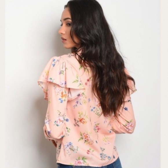💐Spring Floral Ruffle Long Sleeve Top💐 - Picture 3 of 4